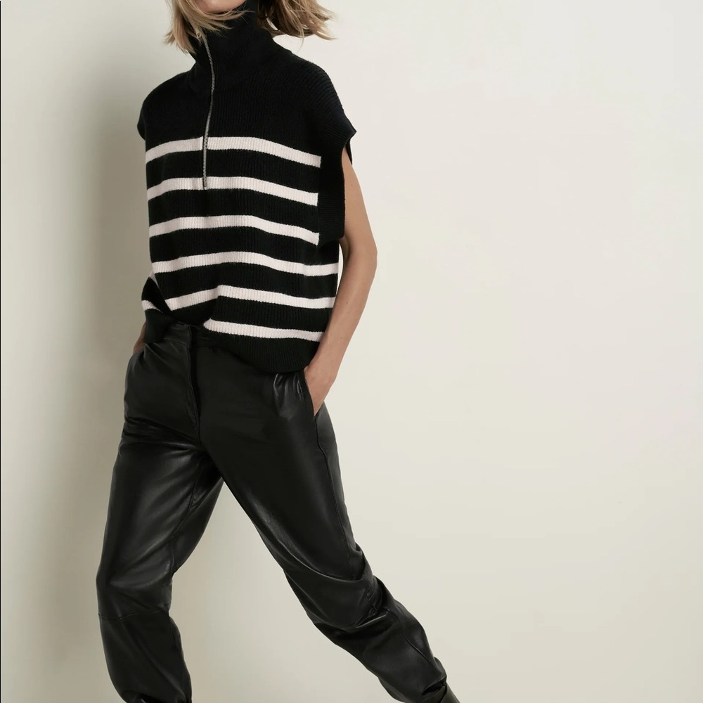 ZARA ZIPPERED & STRIPED SWEATER VEST
